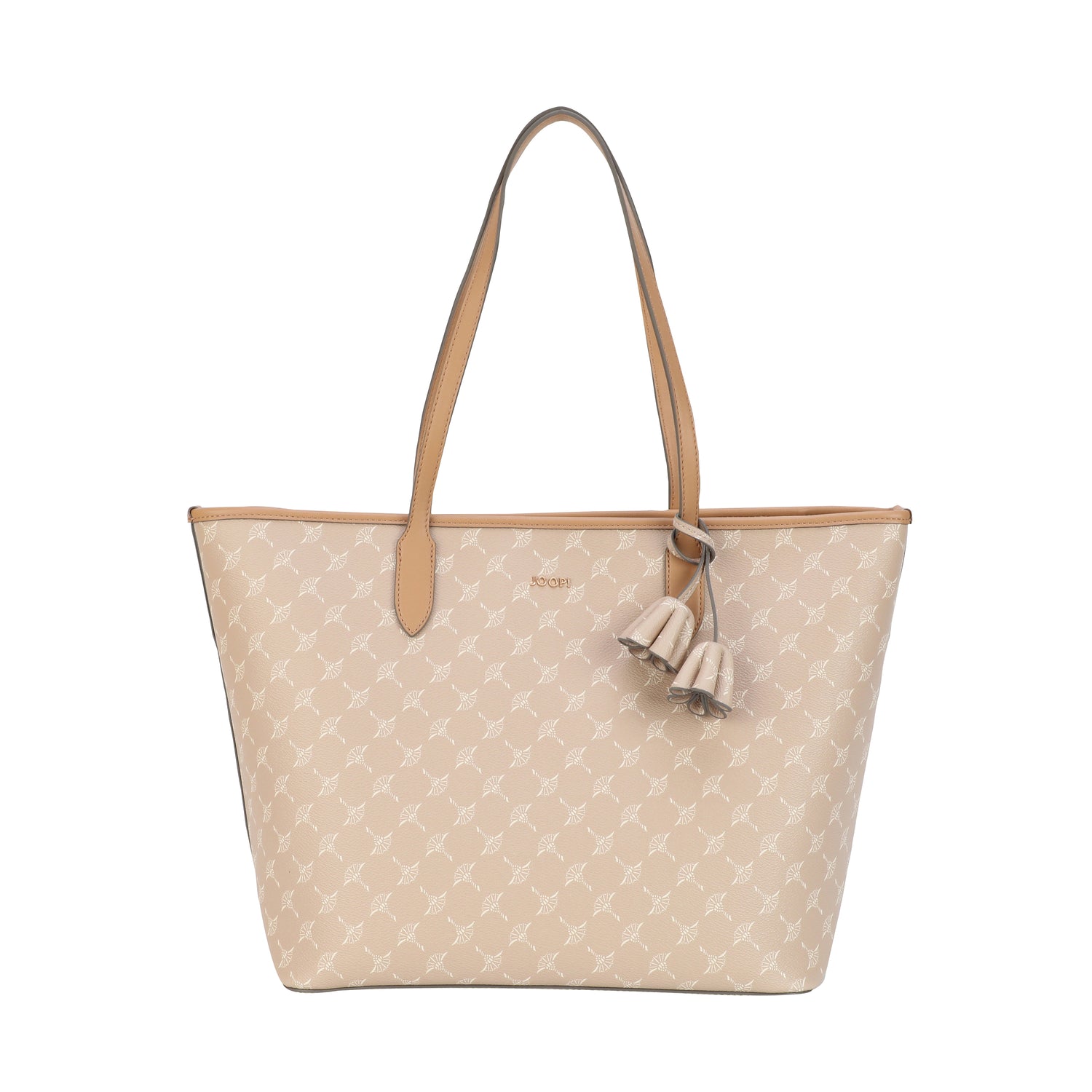 Synthetik Damen Handtasche mit Blumenanhänger und Metalllogoprägung