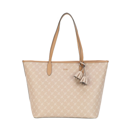 Synthetik Damen Handtasche mit Blumenanhänger und Metalllogoprägung