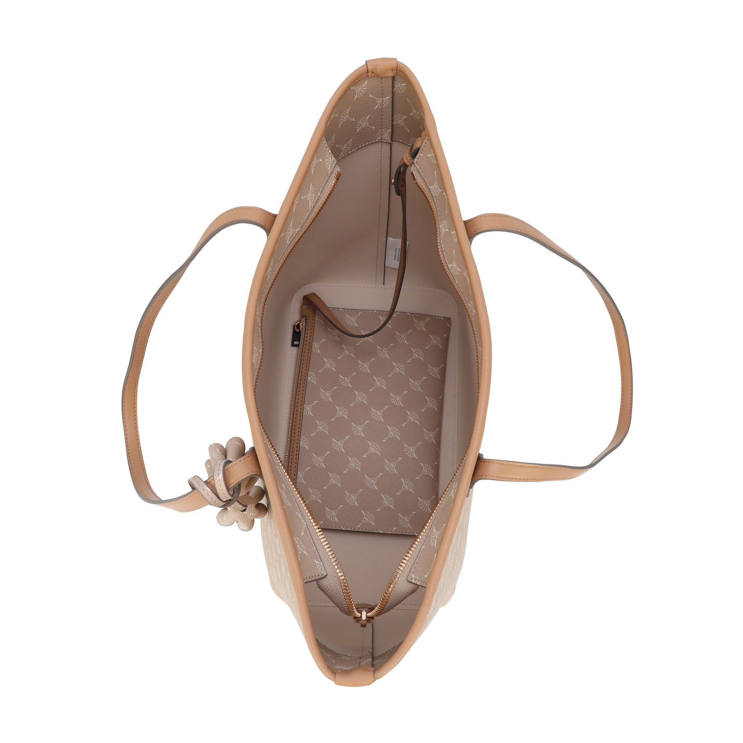 Synthetik Damen Handtasche mit Blumenanhänger und Metalllogoprägung