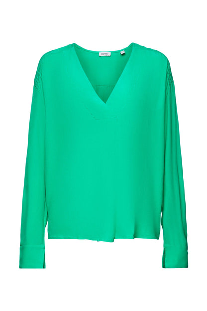 ESPRIT NEW Damen Bluse V-Ausschnitt Lockere Passform