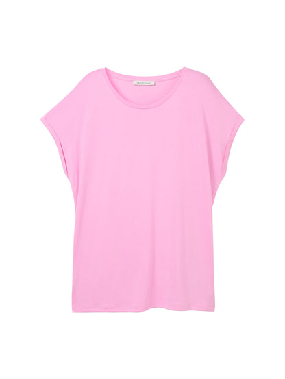 Tom Tailor Damen T-Shirt Loose Fit Rundhals Viskose