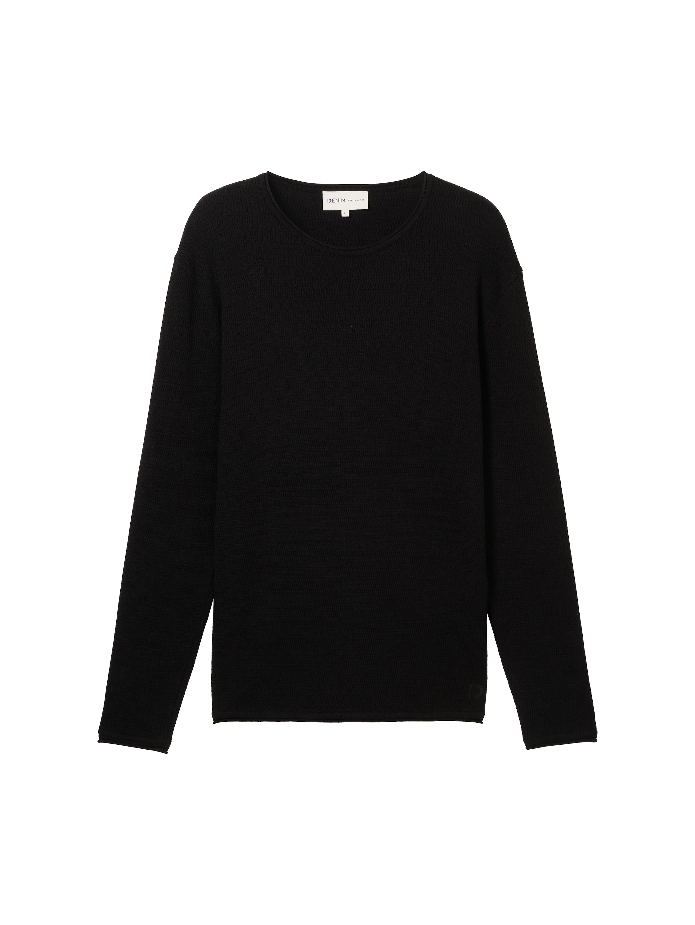 Tom Tailor Denim Male Langärmliges Basic Fit T-Shirt mit gerolltem Saum aus Baumwolle L