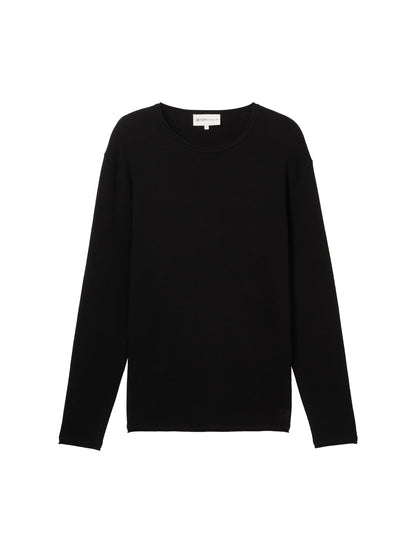 Tom Tailor Denim Male Langärmliges Basic Fit T-Shirt mit gerolltem Saum aus Baumwolle L