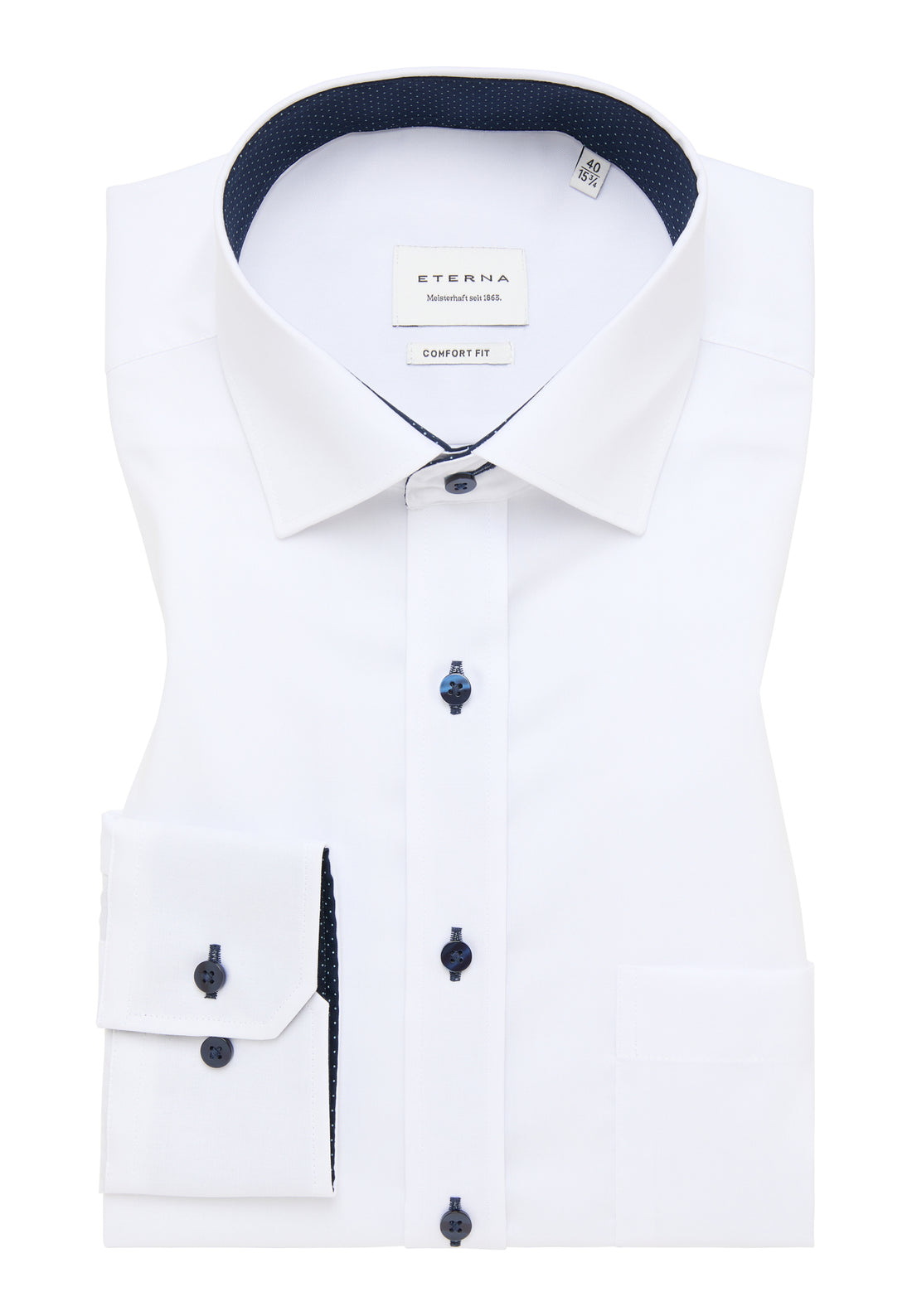 Business Hemd Herren Langarm Gala-Kent-Kragen Kontrastknöpfe