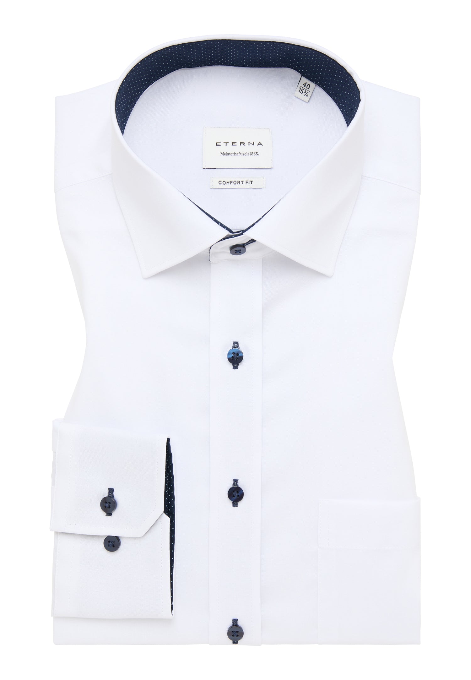 Business Hemd Herren Langarm Gala-Kent-Kragen Kontrastknöpfe