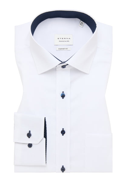 Business Hemd Herren Langarm Gala-Kent-Kragen Kontrastknöpfe