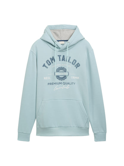Tom Tailor Denim Herren Hoodie mit Logo Print Regular Fit langärmlig mit Kapuze