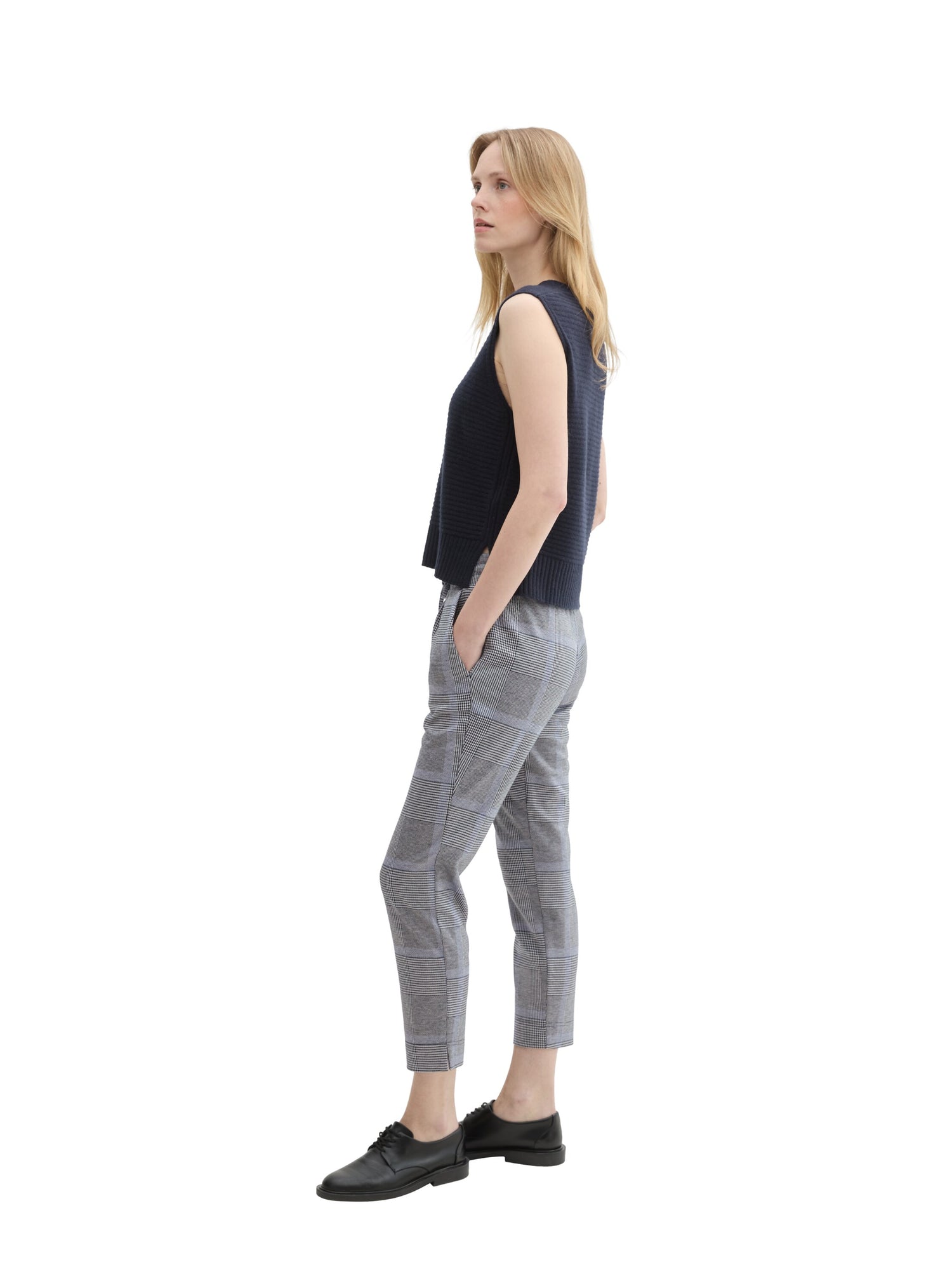 Karierte Chinohose Damen Jogger-Style Elastisch