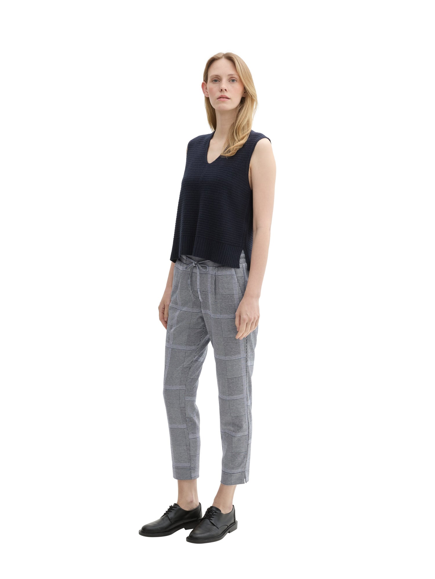 Karierte Chinohose Damen Jogger-Style Elastisch