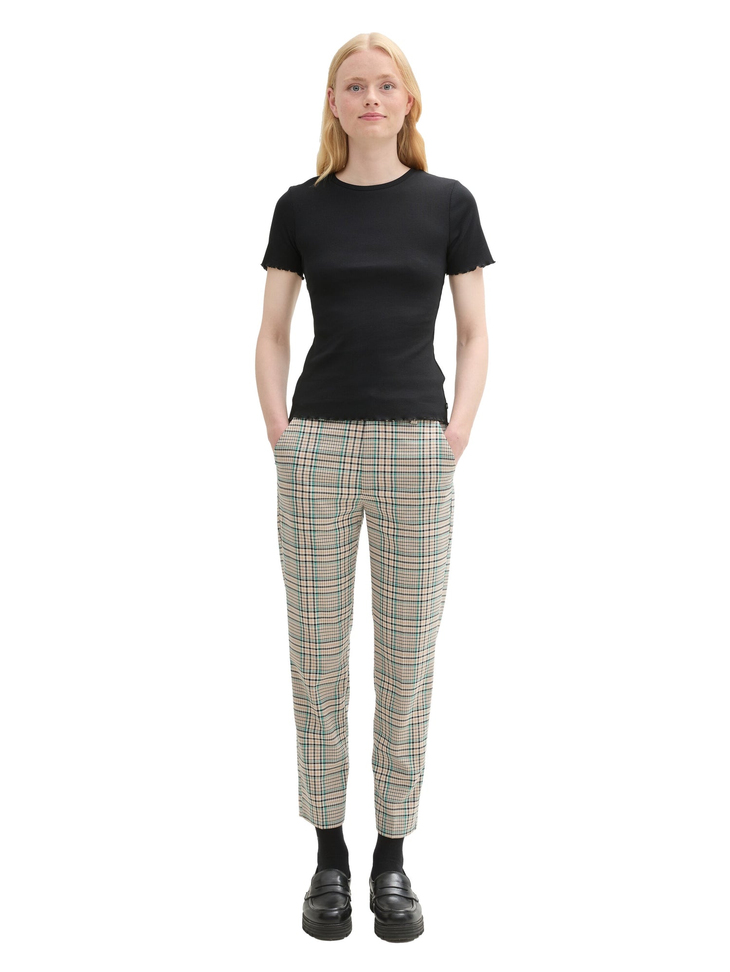 Tom Tailor Denim Checkered Shorts Female Comfort Fit