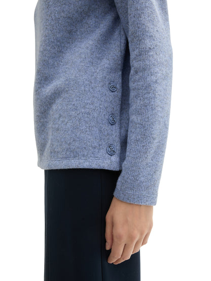 Tom Tailor Denim Female Sweatshirt mit Knopfleiste Rippstrick
