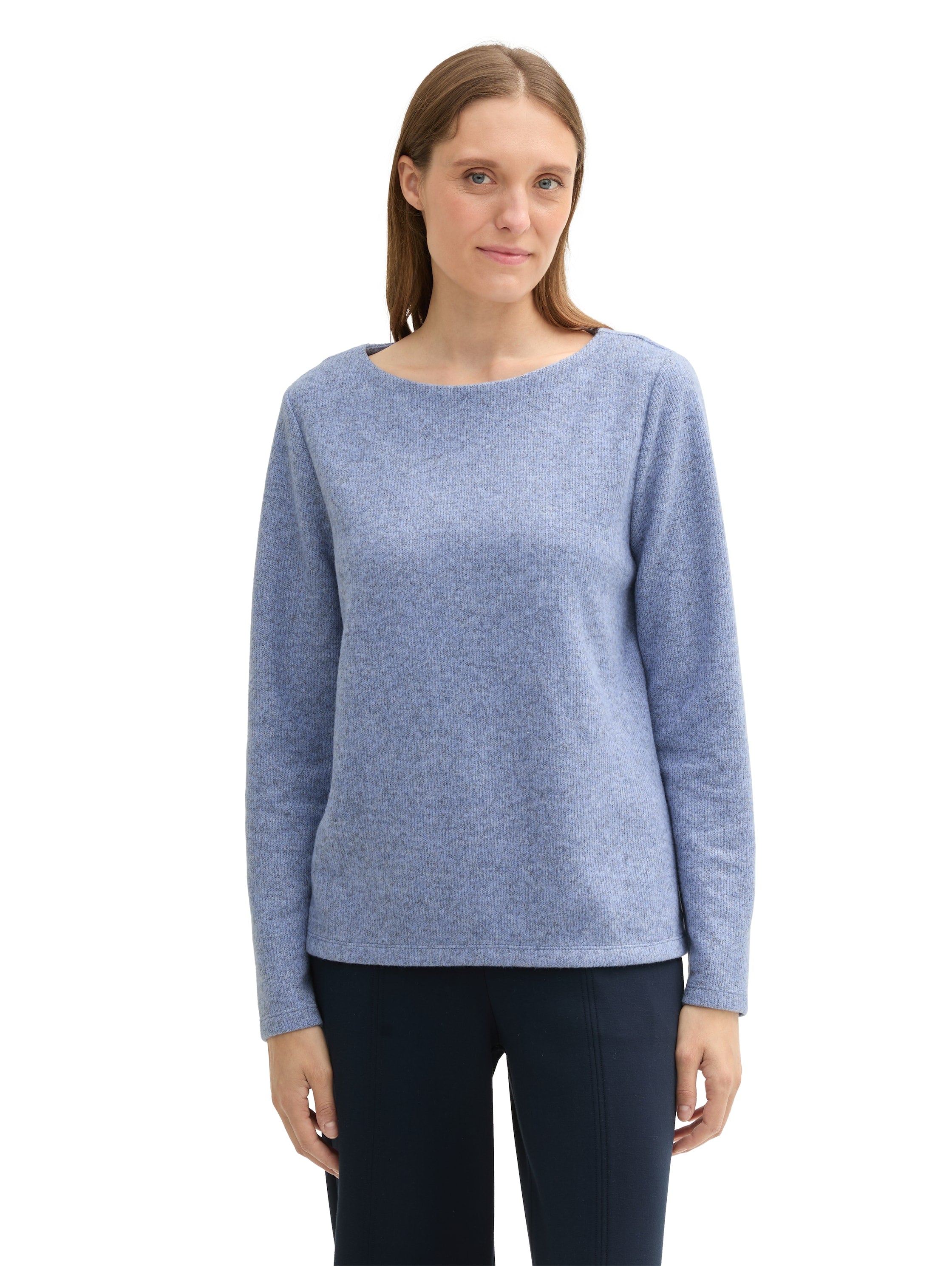 Tom Tailor Denim Female Sweatshirt mit Knopfleiste Rippstrick