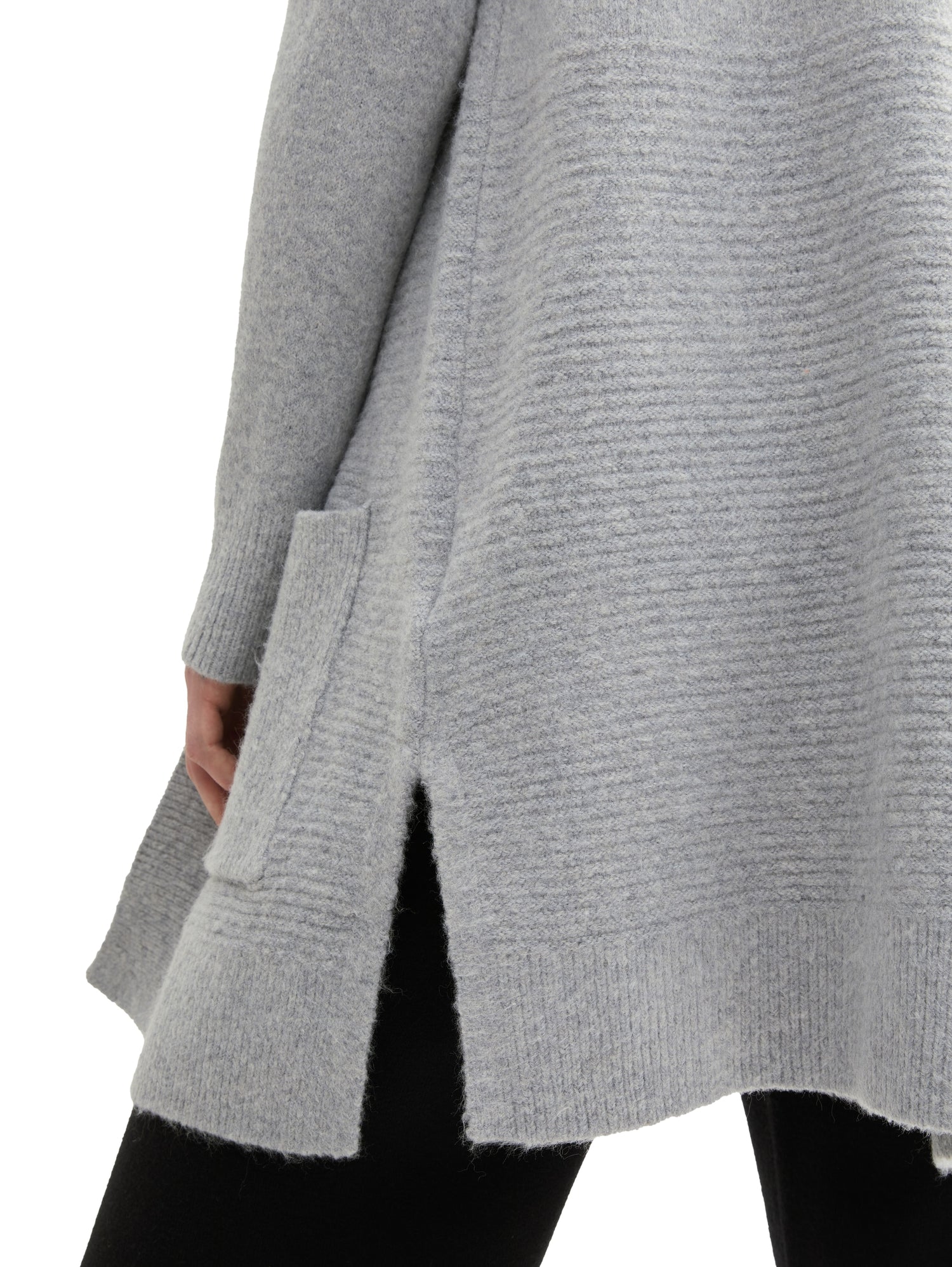 Tom Tailor Denim Female Lange Strickjacke mit Kapuze und aufgesetzten Taschen