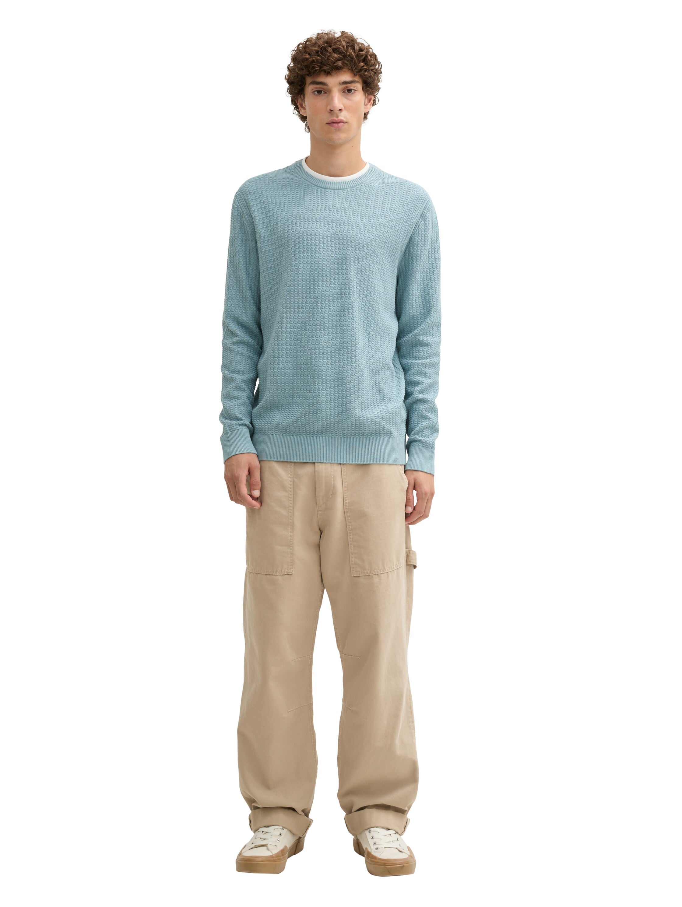 Tom Tailor Denim Herren Pullover 2-in-1 Baumwolle Kragen