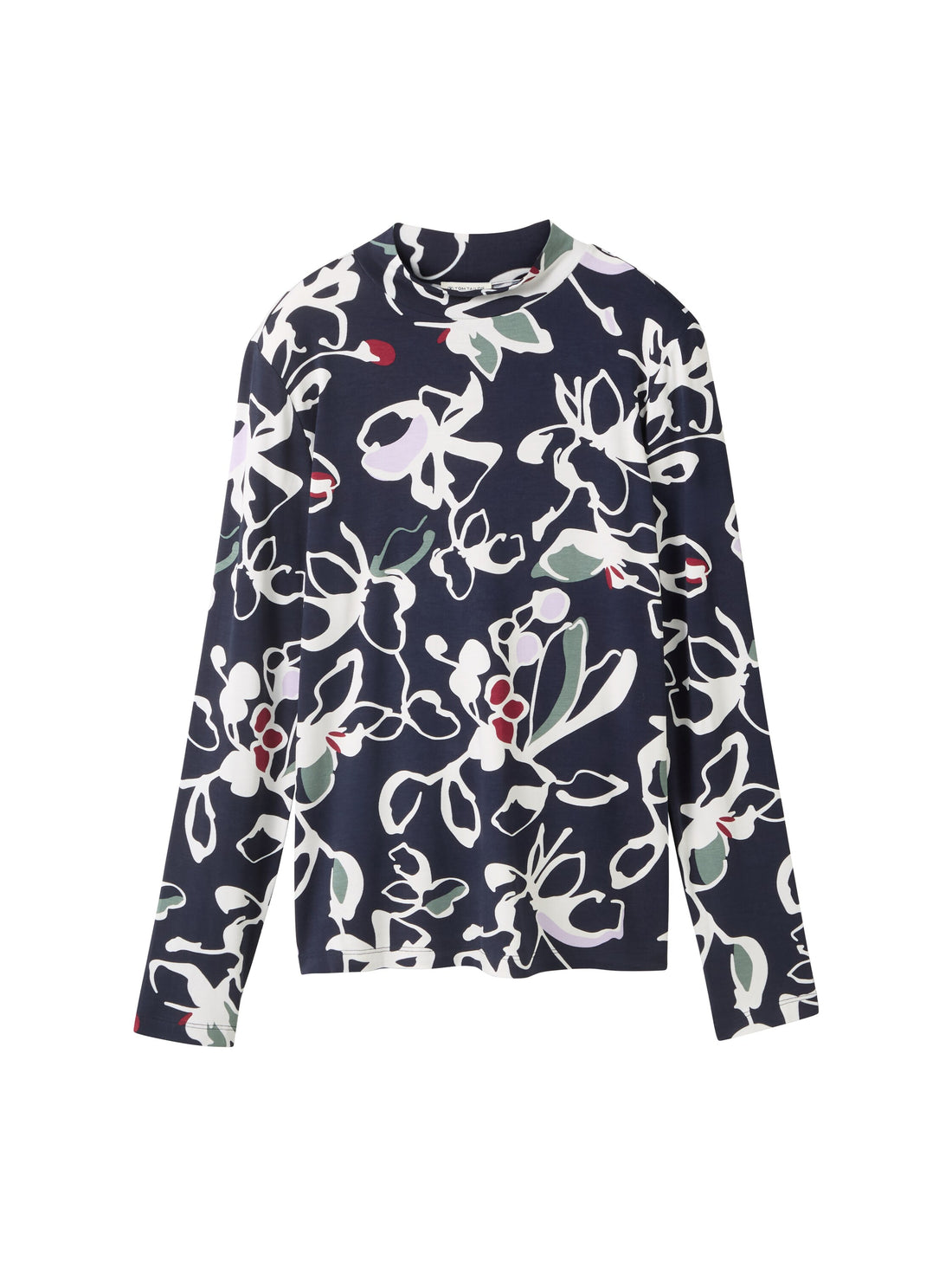 Gemustertes Langarmshirt Damen Stehkragen Viskose Elasthan