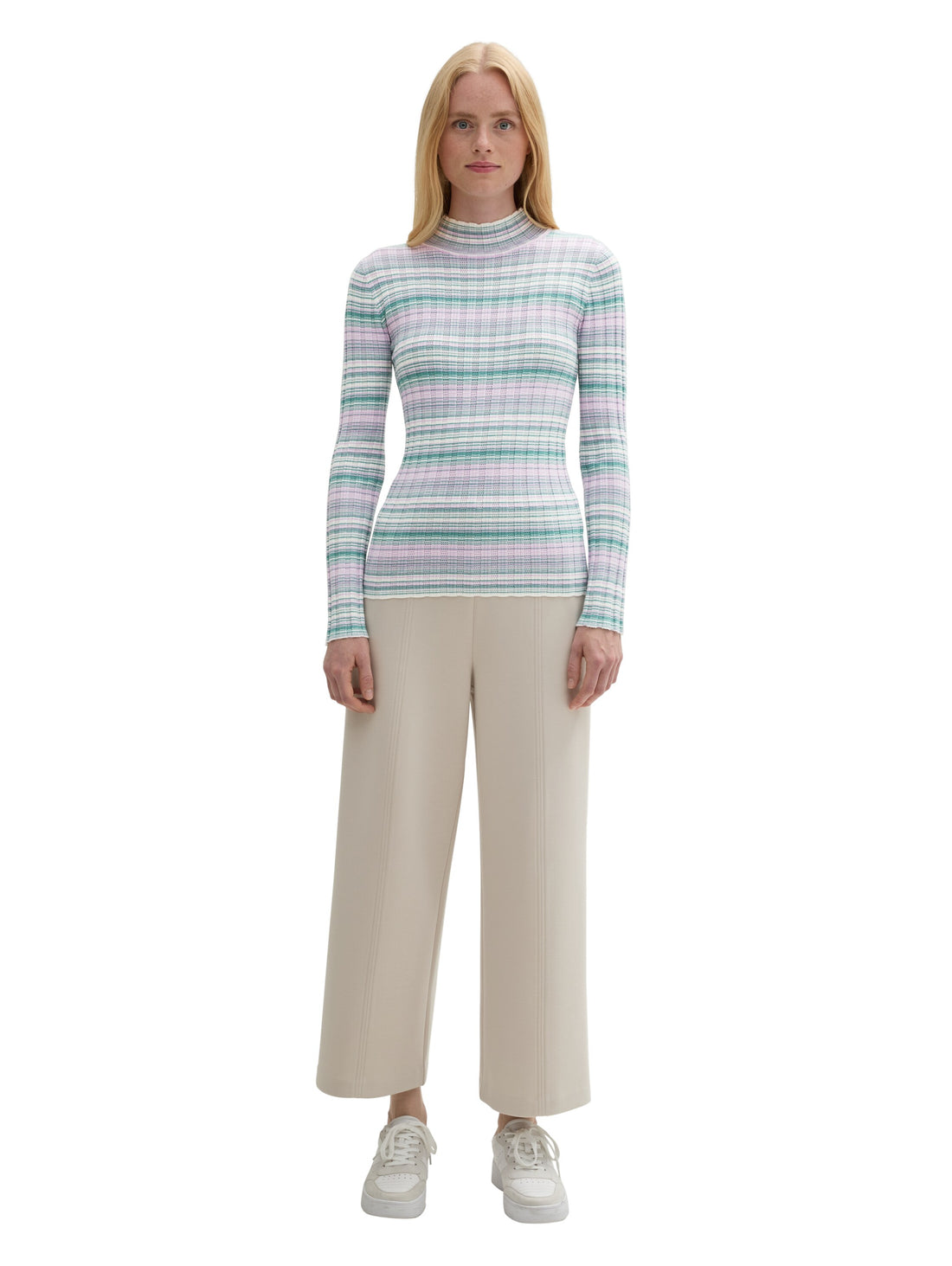 Tom Tailor Denim Female Eng anliegender Pullover aus Rippstrick