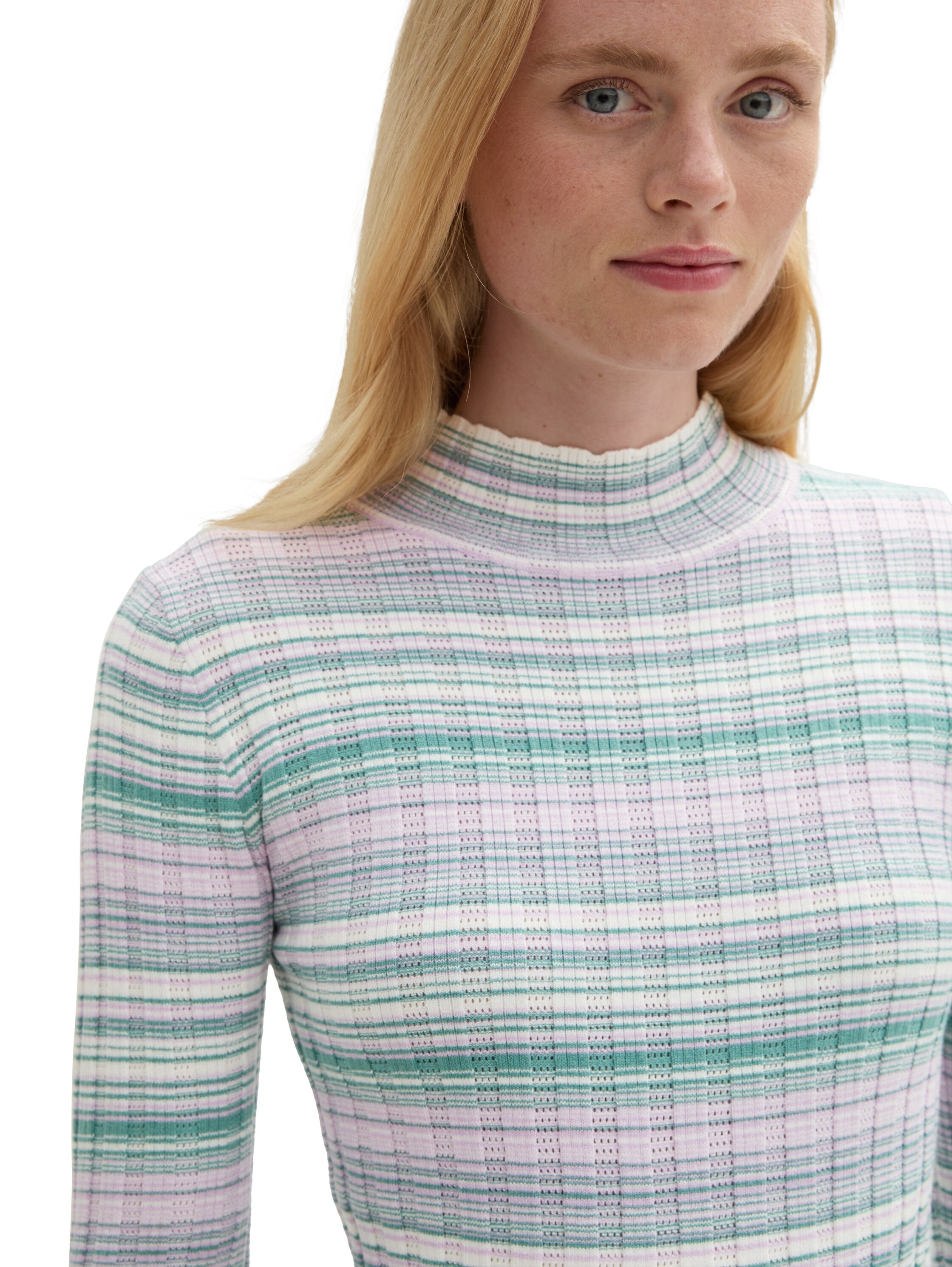 Tom Tailor Denim Female Eng anliegender Pullover aus Rippstrick