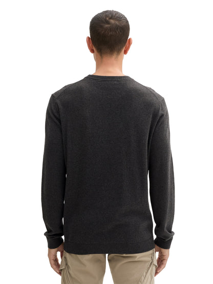 Basic Herren Pullover Baumwoll-Kaschmir Rippbündchen