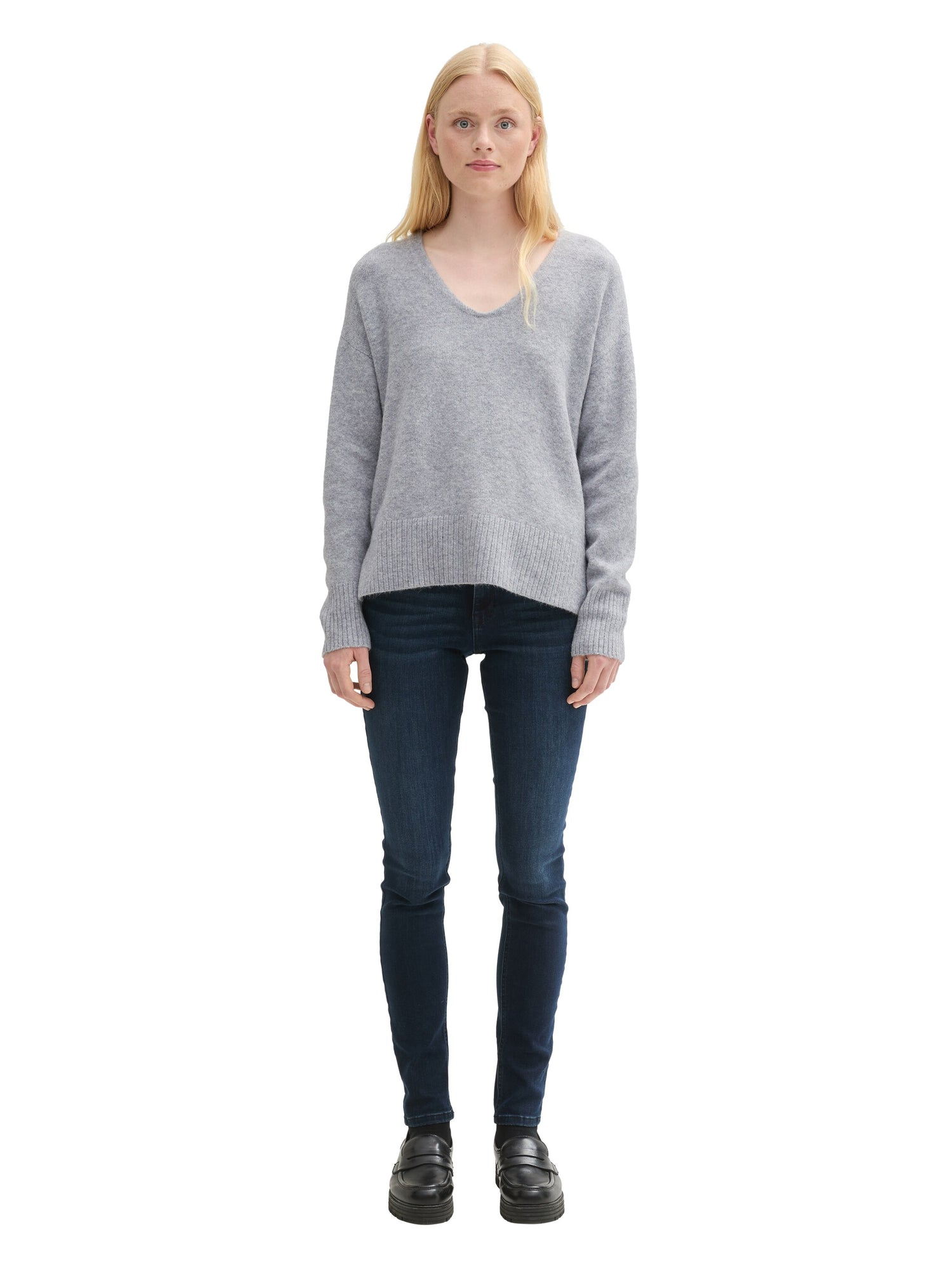 Relaxed Fit Damen Pullover mit Rippbündchen