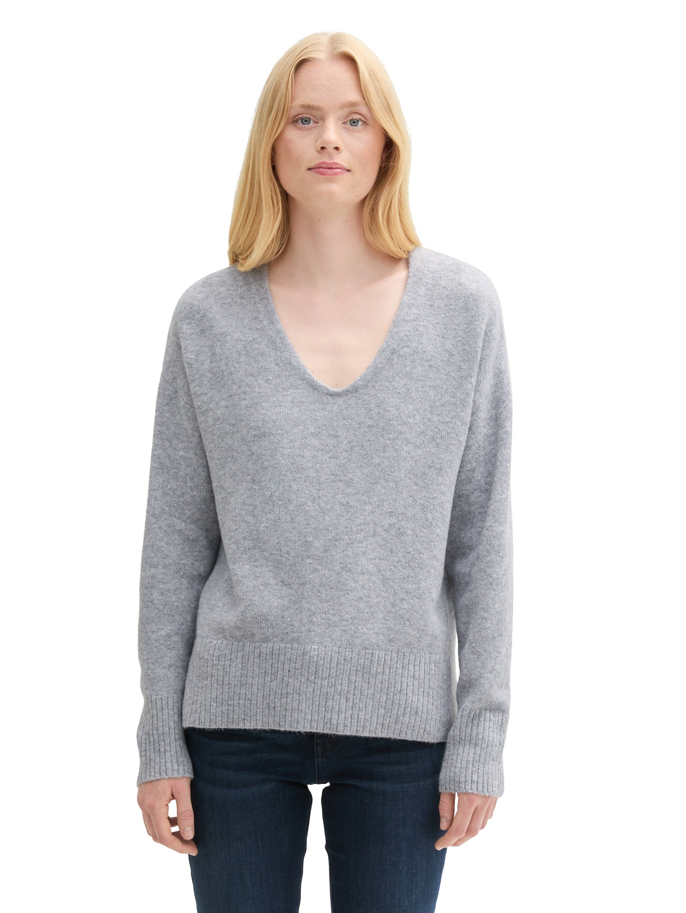 Relaxed Fit Damen Pullover mit Rippbündchen