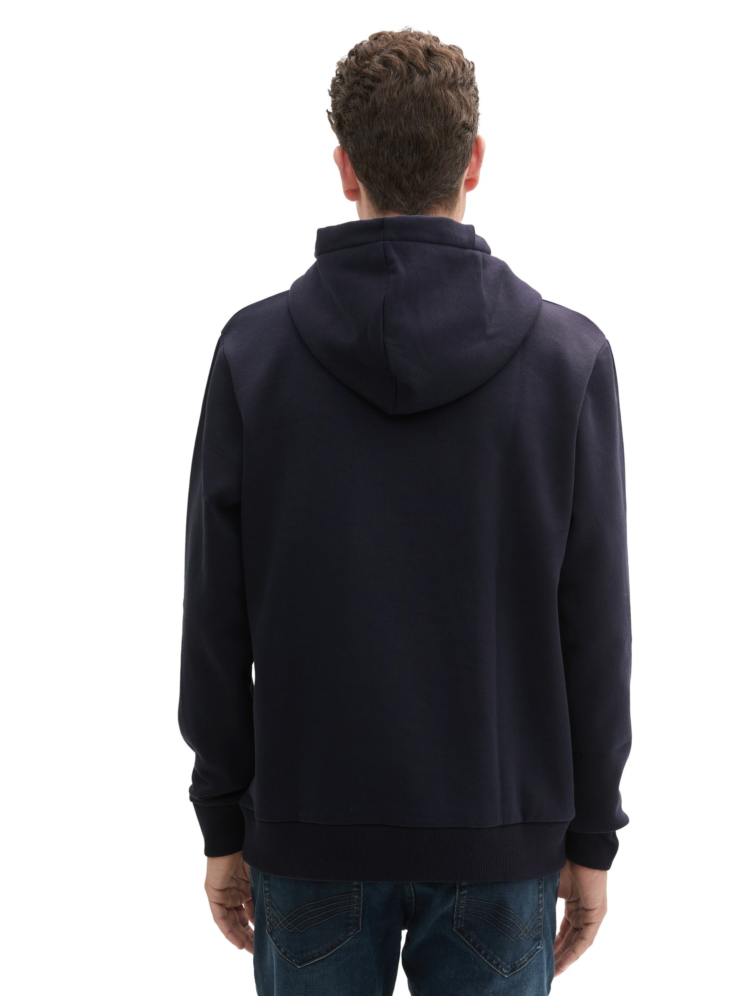 Tom Tailor Denim Herren Hoodie mit Logo Print Regular Fit langärmlig mit Kapuze