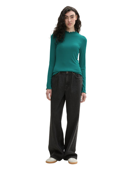 Tom Tailor Denim Female Bluse Regular Fit 48% Polyester 48% Viskose 4% Elasthan