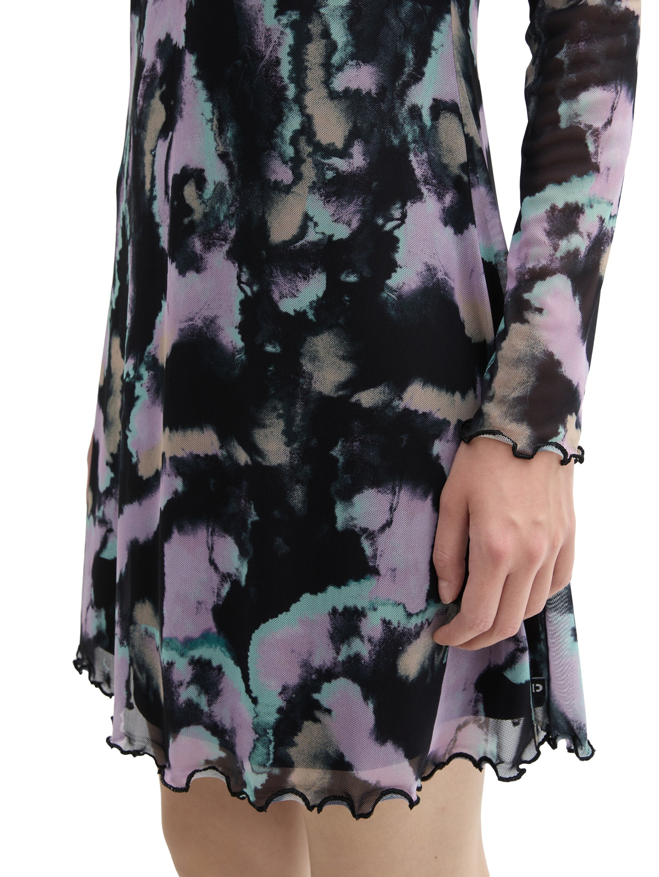 Gemustertes Mesh Minikleid