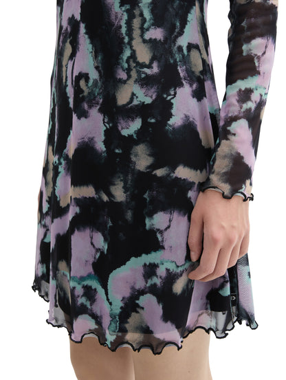 Gemustertes Mesh Minikleid