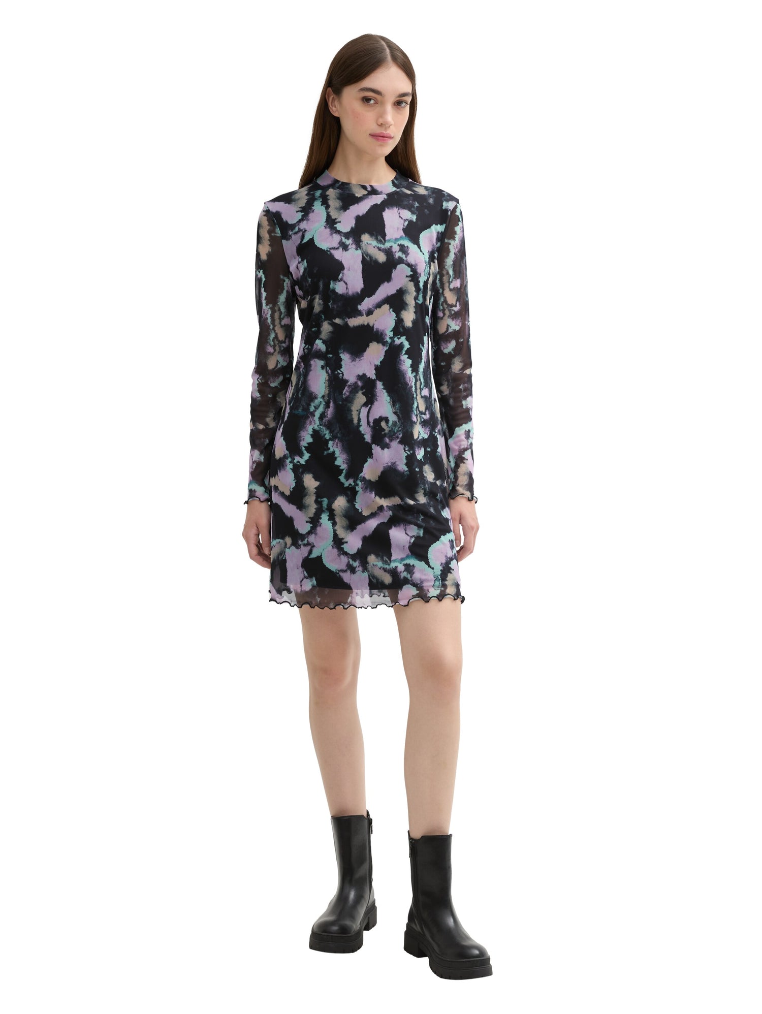 Gemustertes Mesh Minikleid