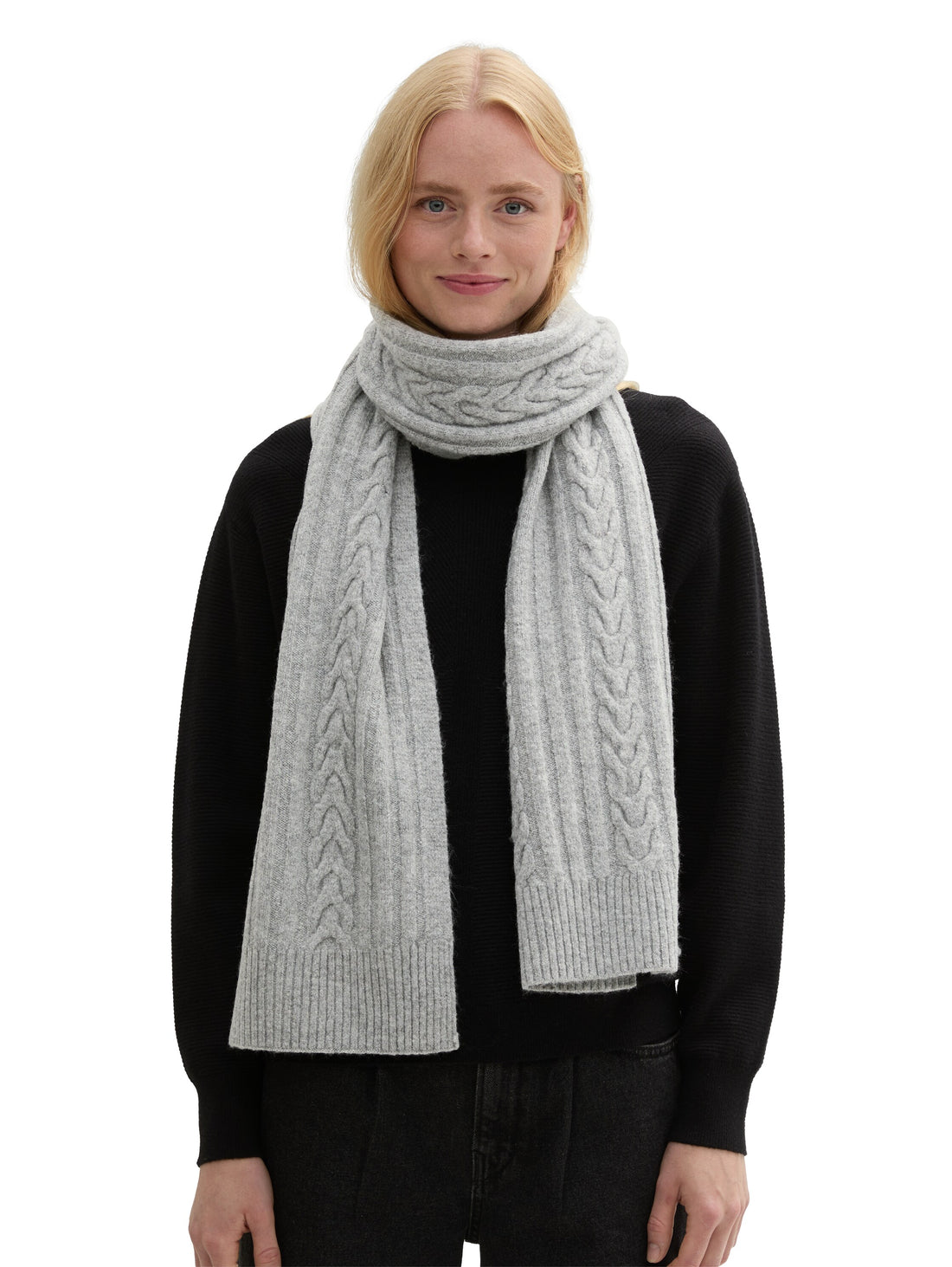 Tom Tailor Denim Winterschal für Damen mit Zopfmuster