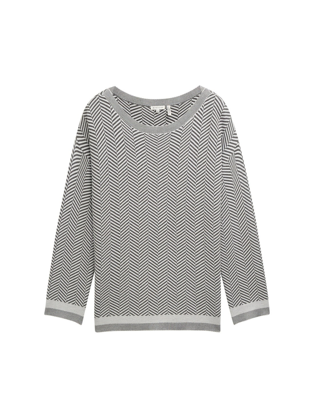 Pullover Damen Fischgräten-Muster Saum Viskose Polyamid