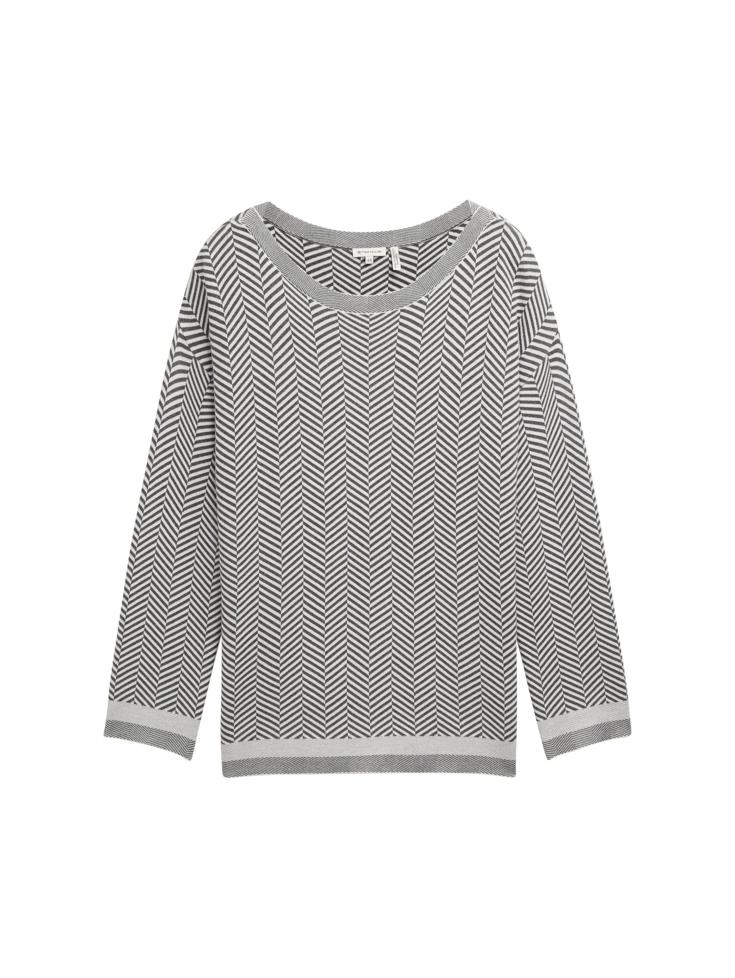 Pullover Damen Fischgräten-Muster Saum Viskose Polyamid