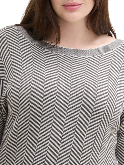 Pullover Damen Fischgräten-Muster Saum Viskose Polyamid