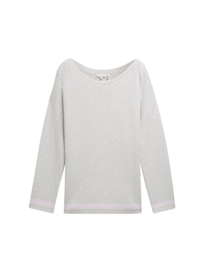 Pullover Damen Fischgräten-Muster Saum Viskose Polyamid