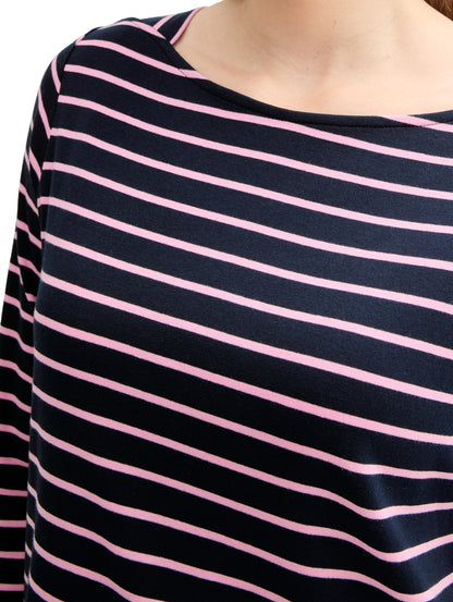 Tom Tailor Gestreiftes Langarmshirt Damen U-Boot-Ausschnitt Baumwolle Elasthan