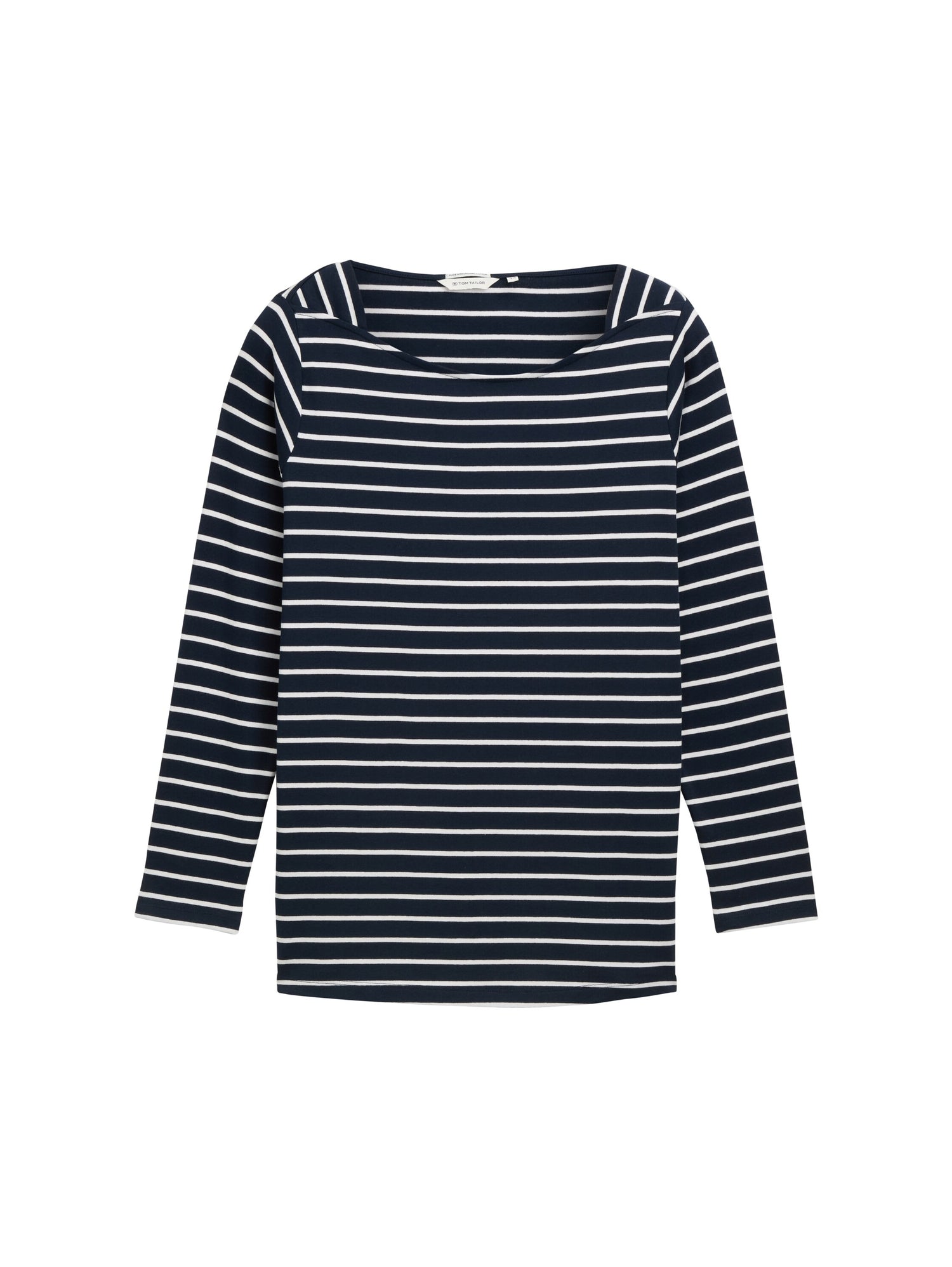 Tom Tailor Gestreiftes Langarmshirt Damen U-Boot-Ausschnitt Baumwolle Elasthan