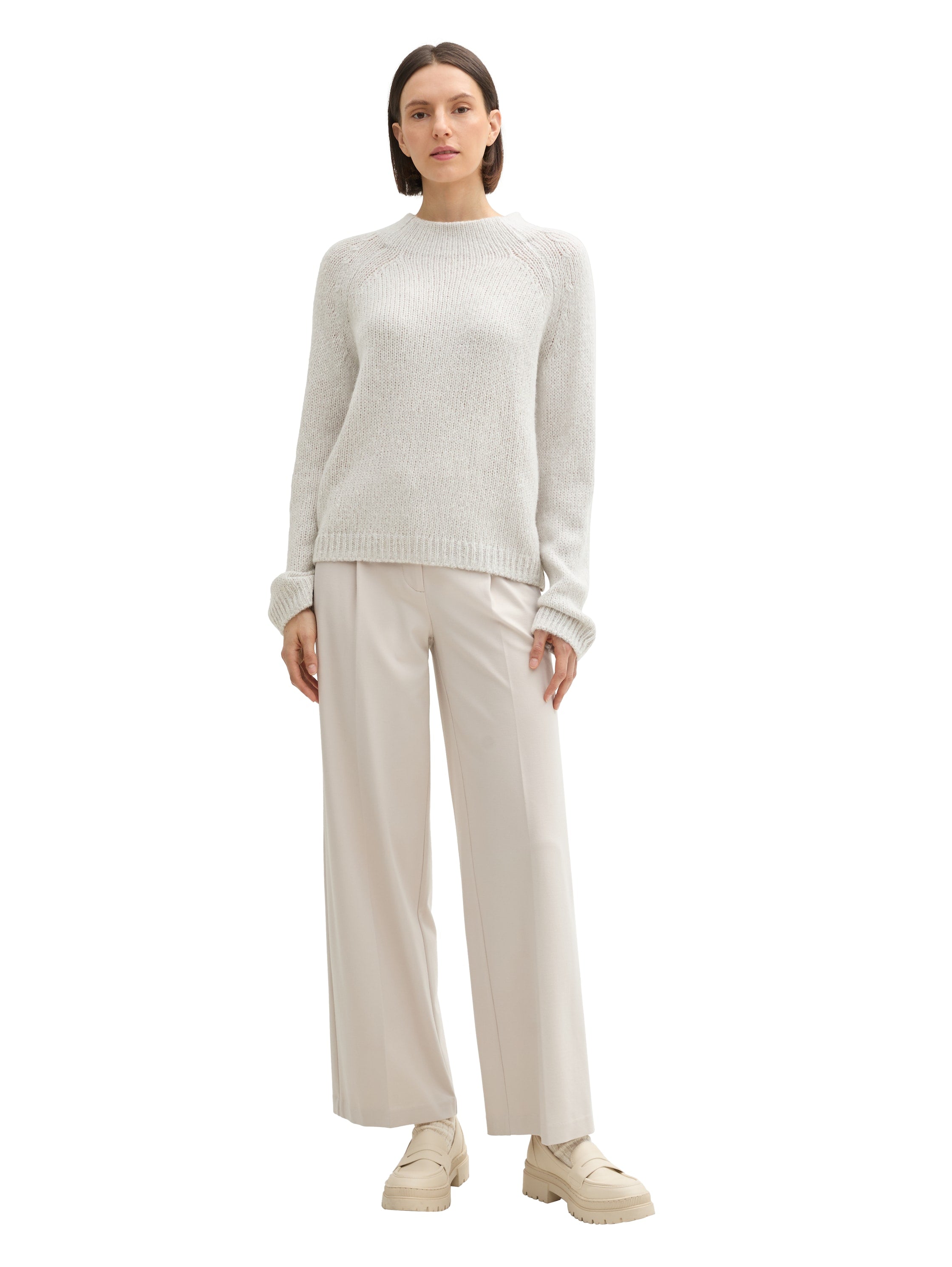 Wollpullover Damen Pullover Stehkragen Wolle Strickmaterial