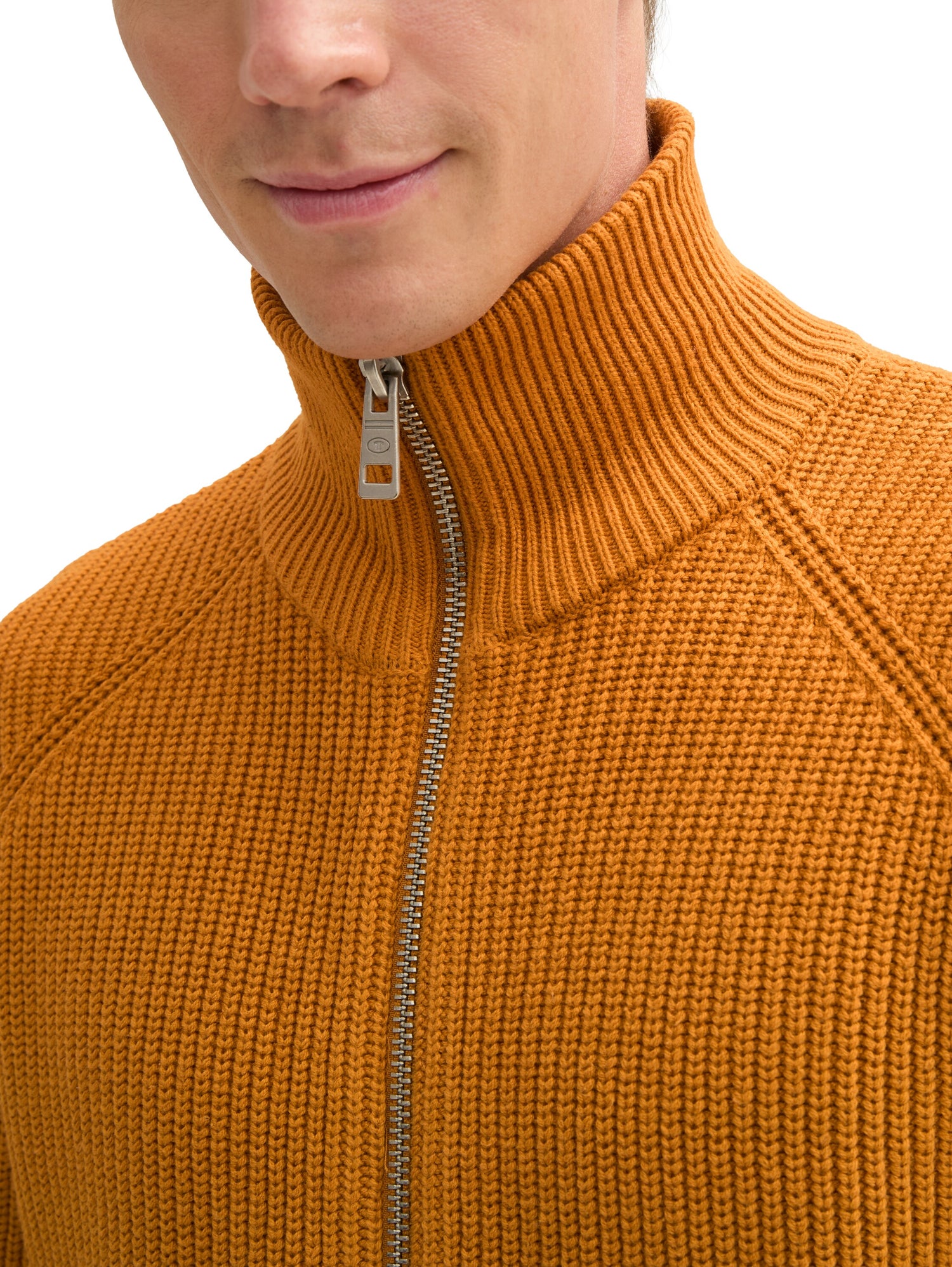 Tom Tailor Denim Herren Strickjacke mit Reißverschluss und hohem Kragen