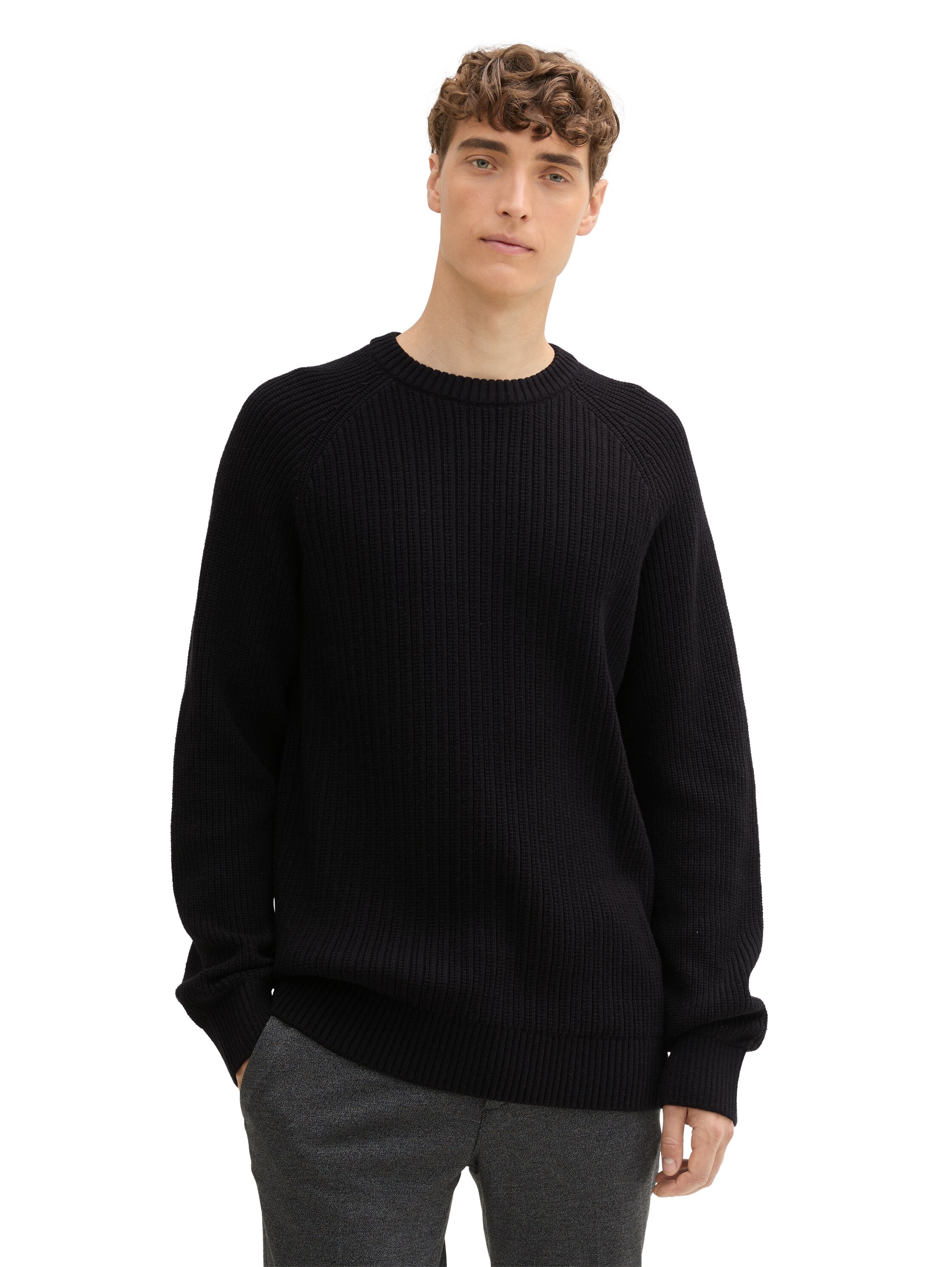 Tom Tailor Denim Herren Pullover Basic Crewneck Rippbündchen L