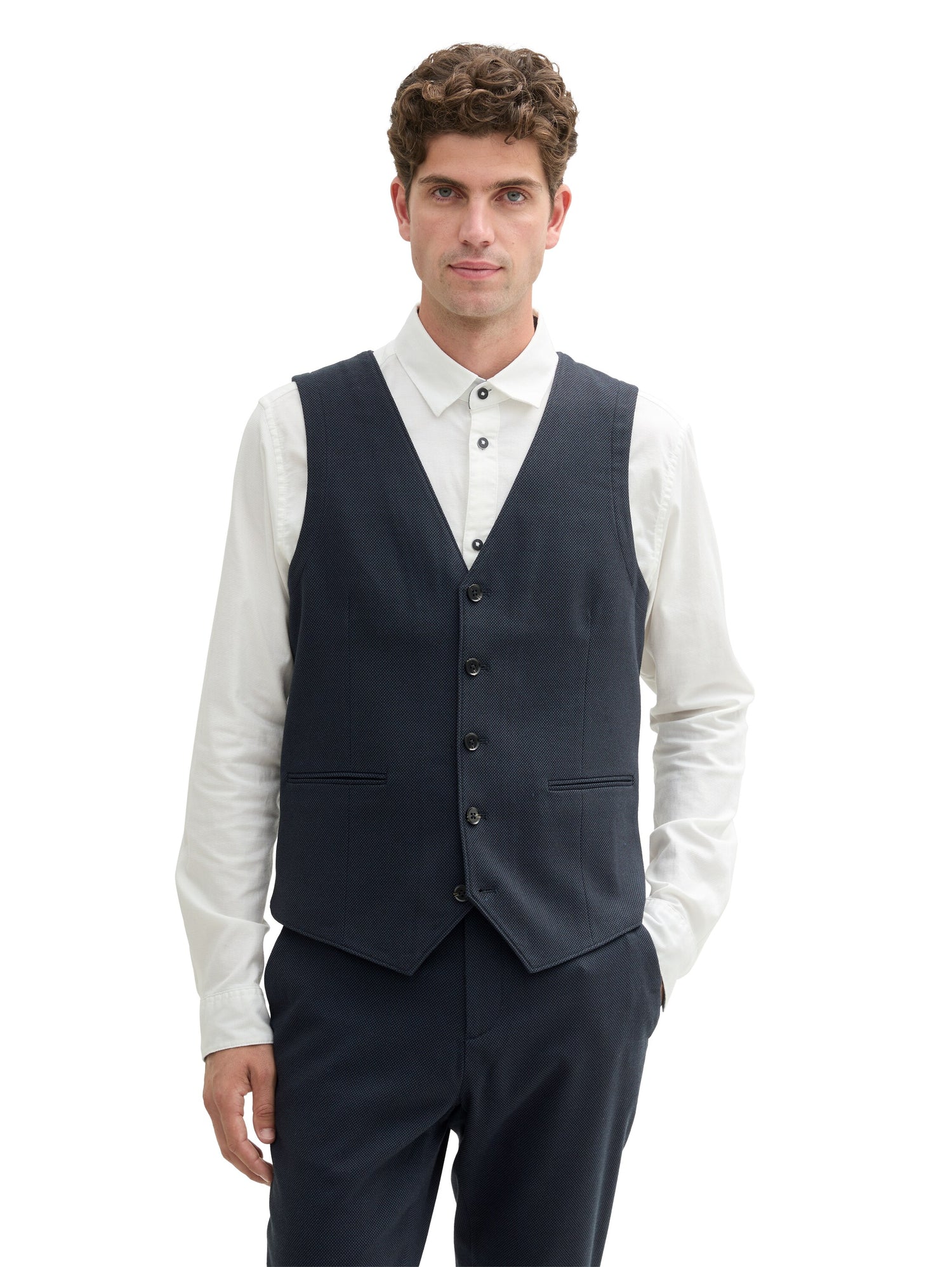 Tom Tailor Denim Herren Sakko-Weste Abnähern Verstellbare Schnalle