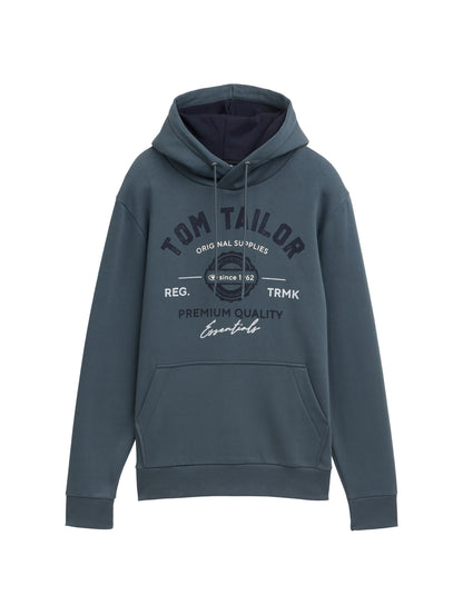 Tom Tailor Denim Herren Hoodie mit Logo Print Regular Fit langärmlig mit Kapuze