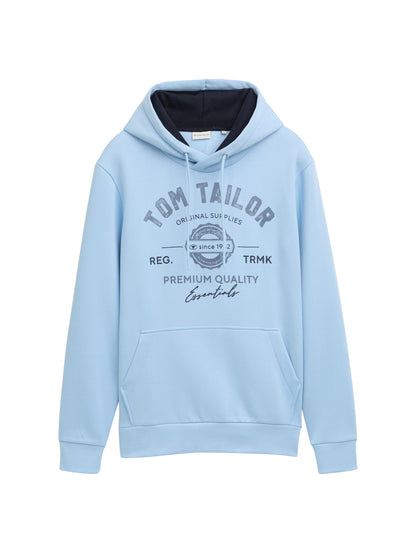 Tom Tailor Denim Herren Hoodie mit Logo Print Regular Fit langärmlig mit Kapuze