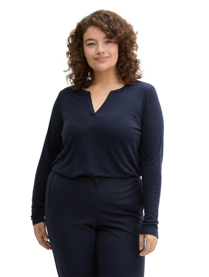 Tom Tailor Denim Female Langarmshirt aus Lyocell Erwachsene Weiblich Pflegeleicht