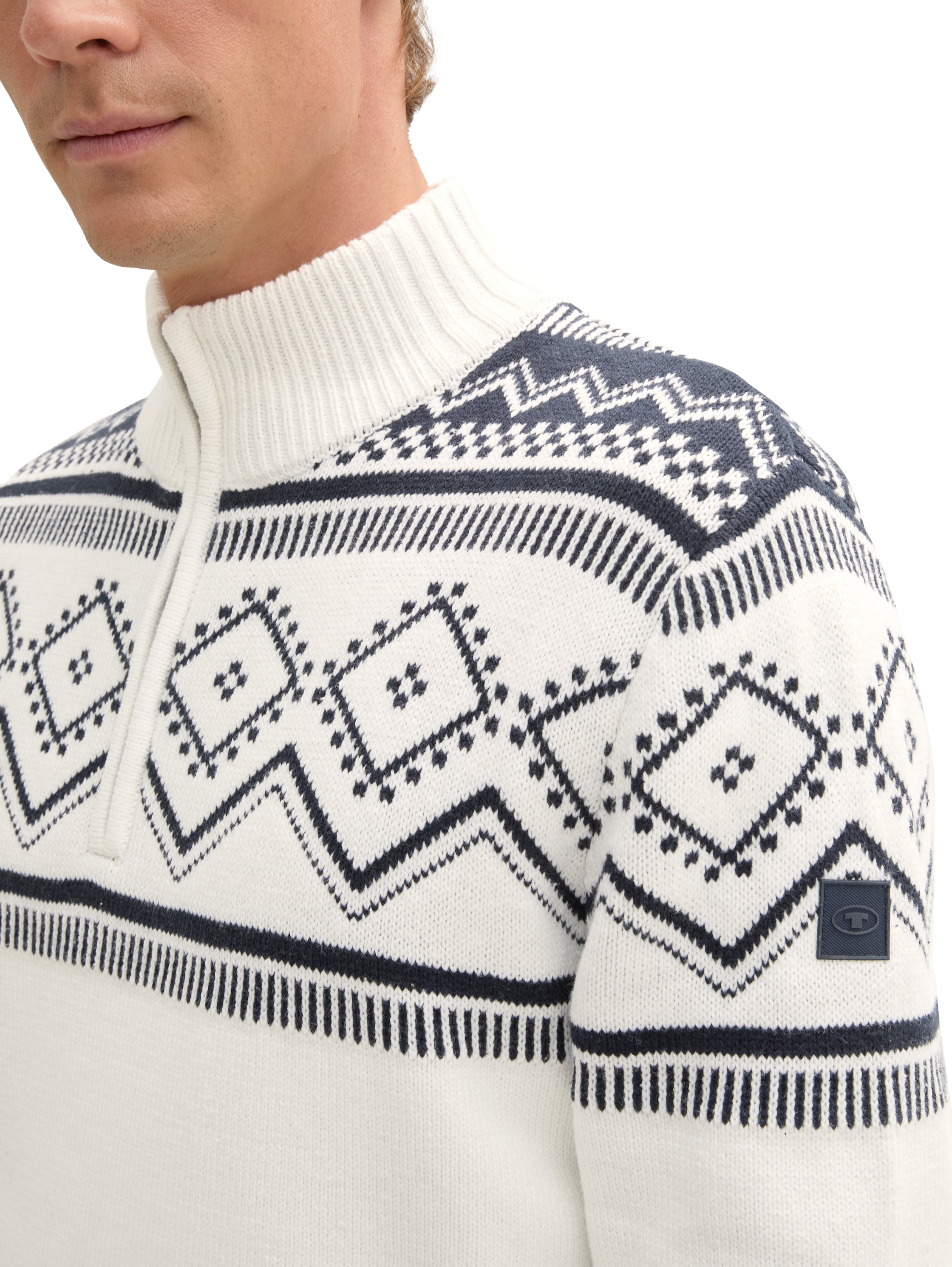 Tom Tailor Denim Strickpullover Herren offwhite navy fair isle