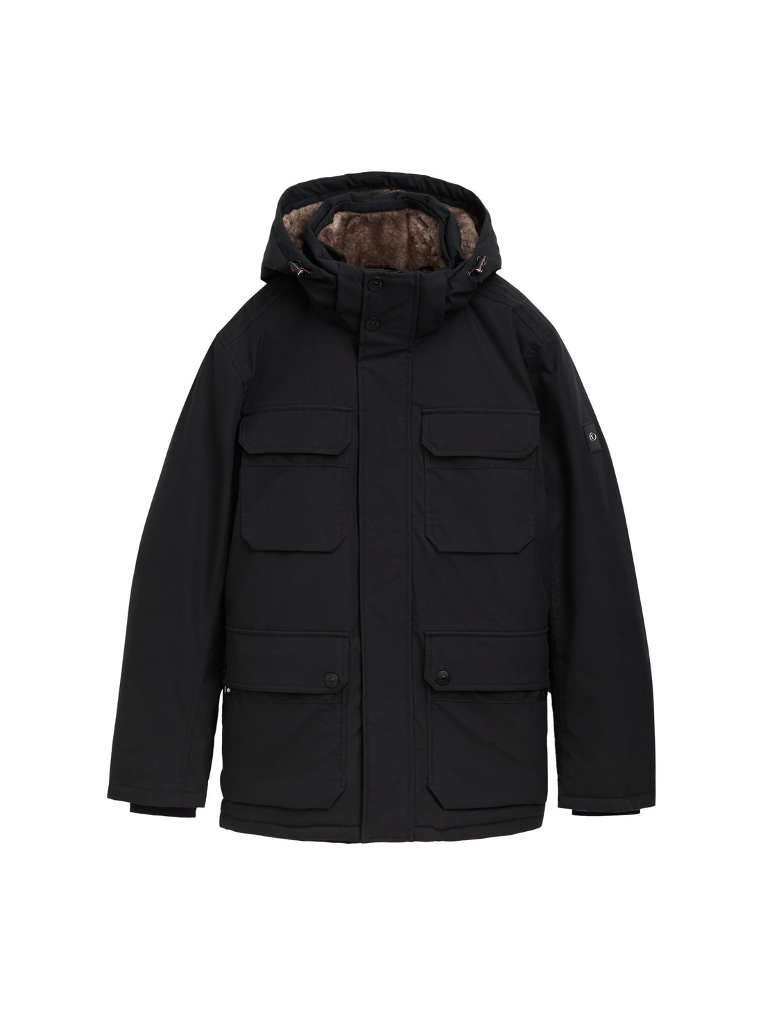 Tom Tailor Denim Winterjacke Herren mit abnehmbarer Kapuze und Logo Badge
