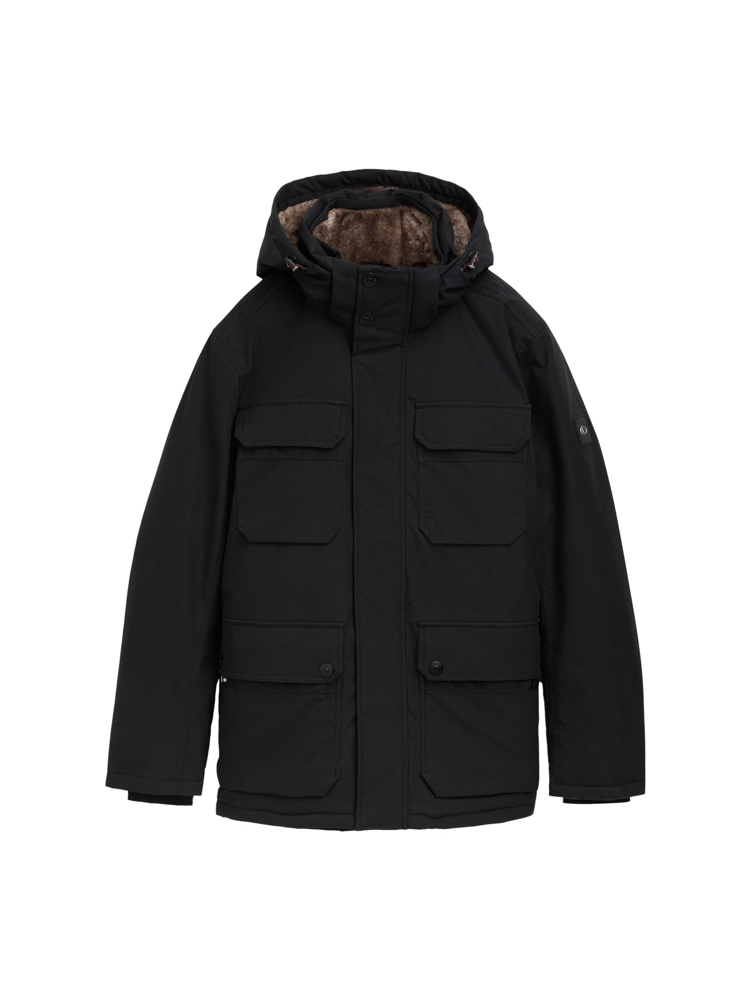 Tom Tailor Denim Winterjacke Herren mit abnehmbarer Kapuze und Logo Badge