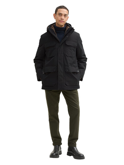 Tom Tailor Denim Winterjacke Herren mit abnehmbarer Kapuze und Logo Badge