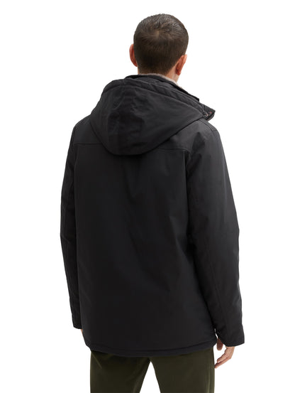 Tom Tailor Denim Winterjacke Herren mit abnehmbarer Kapuze und Logo Badge