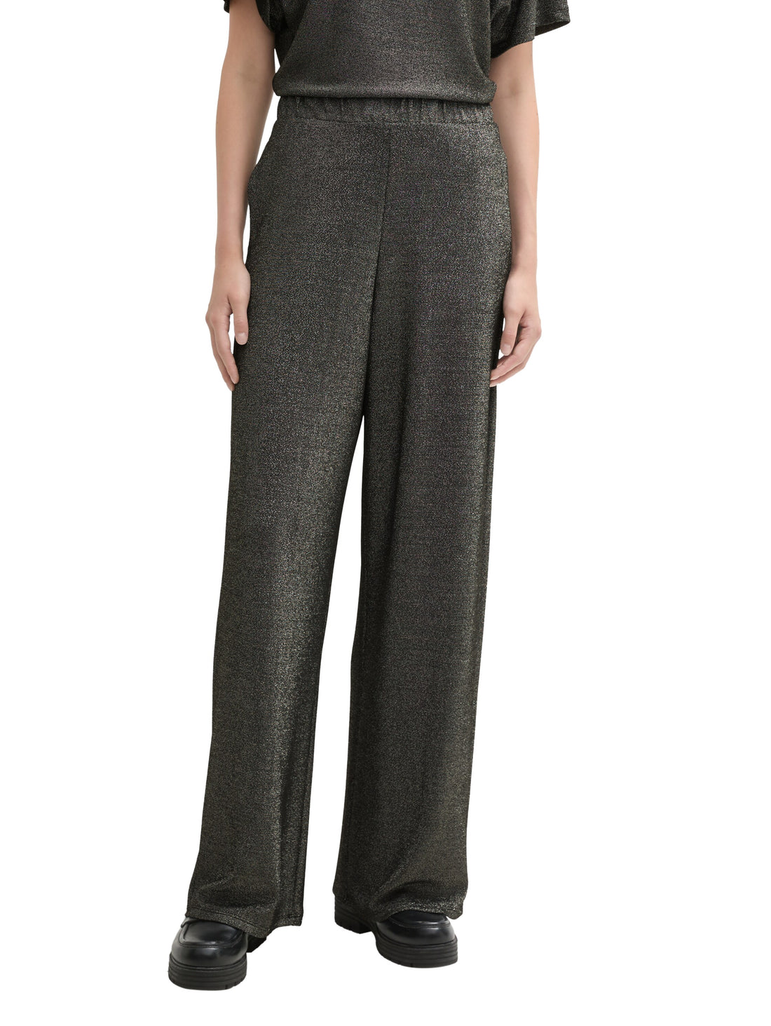 Tom Tailor Damen Leggings Glitter mit Eingrifftaschen und elastischem Bund