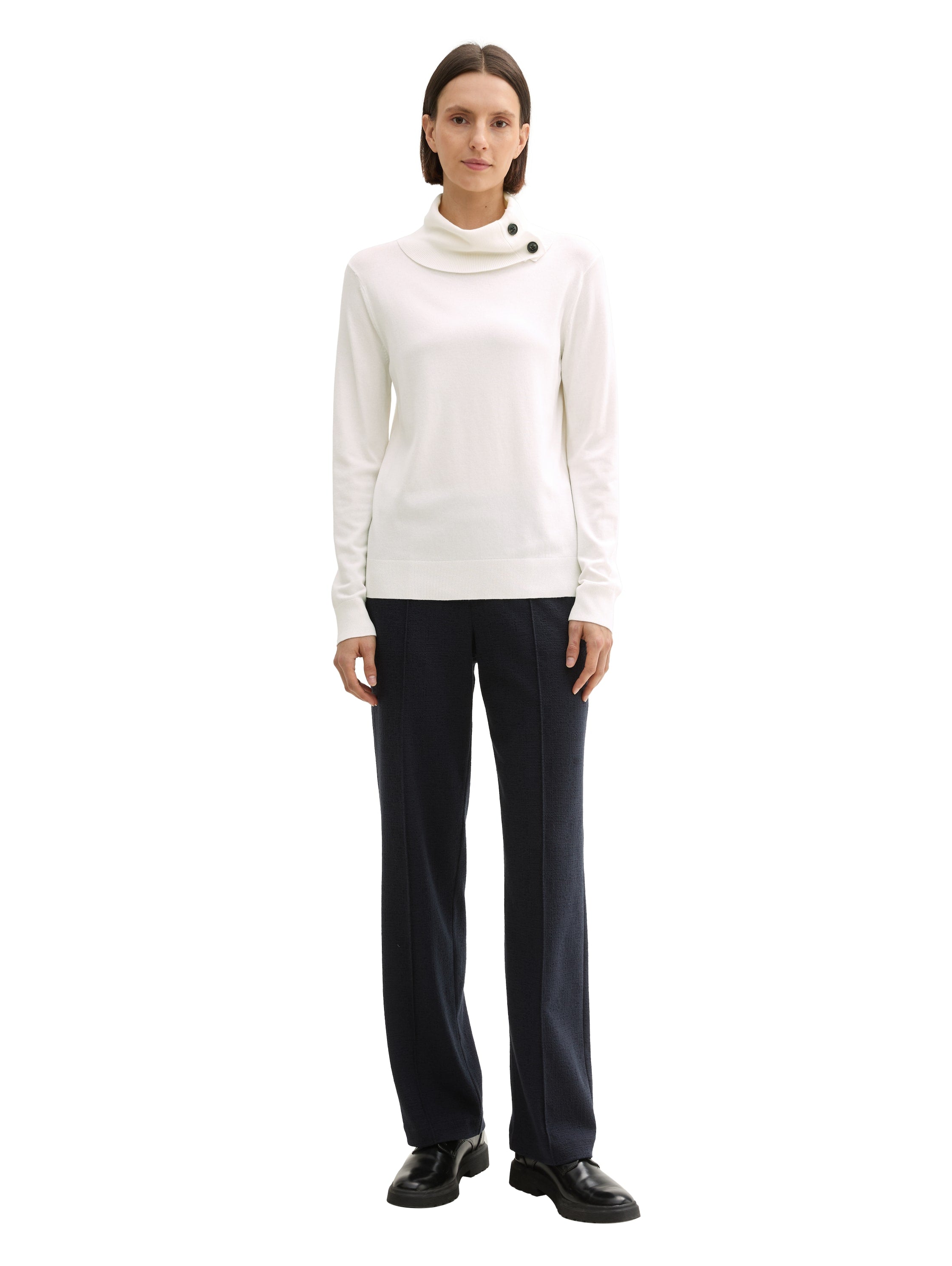 Tom Tailor Denim Rollkragenpullover für Damen mit Knöpfen am Kragen